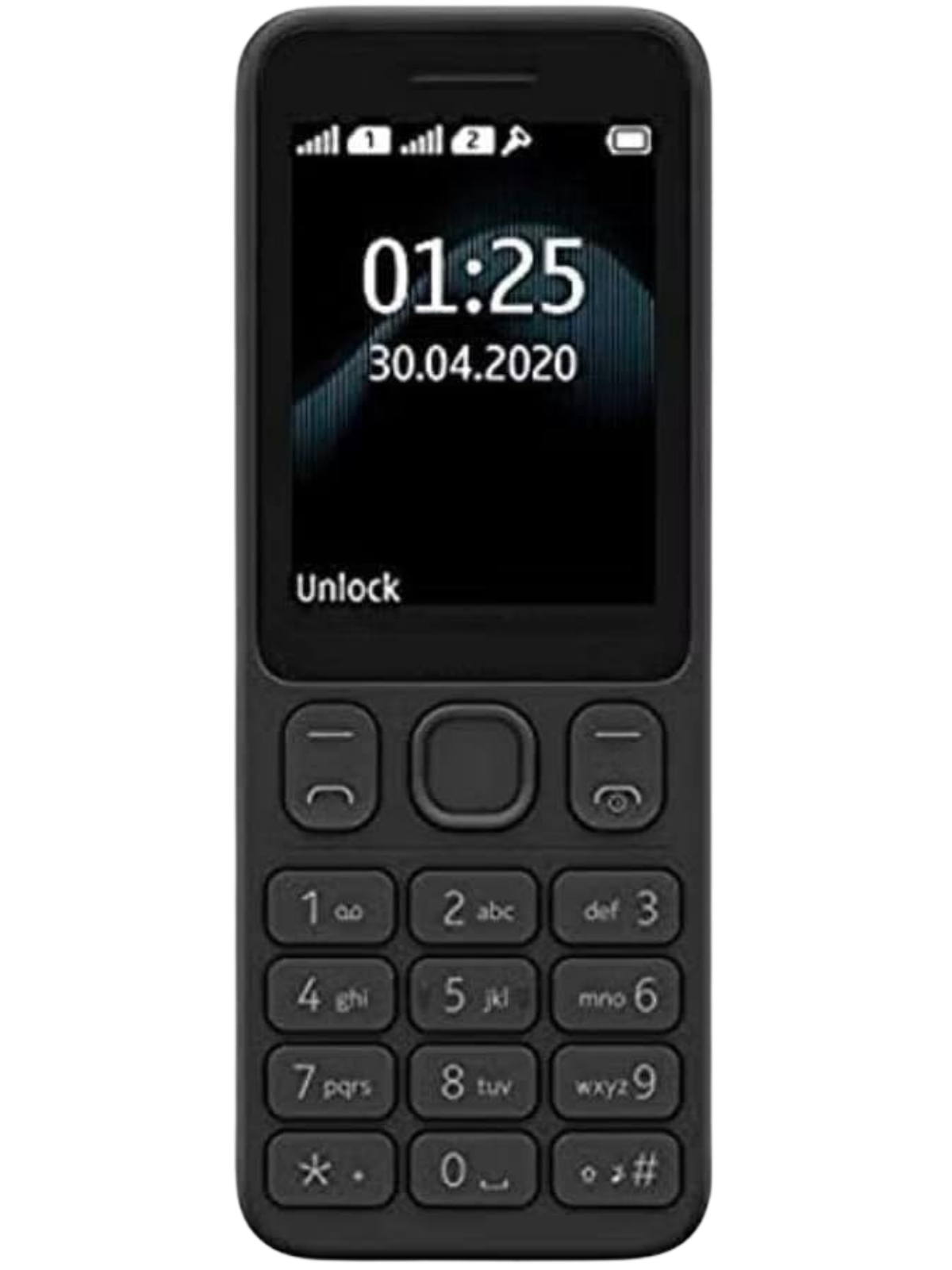 Nokia 125 Black 4G Keypad Phone – Front View