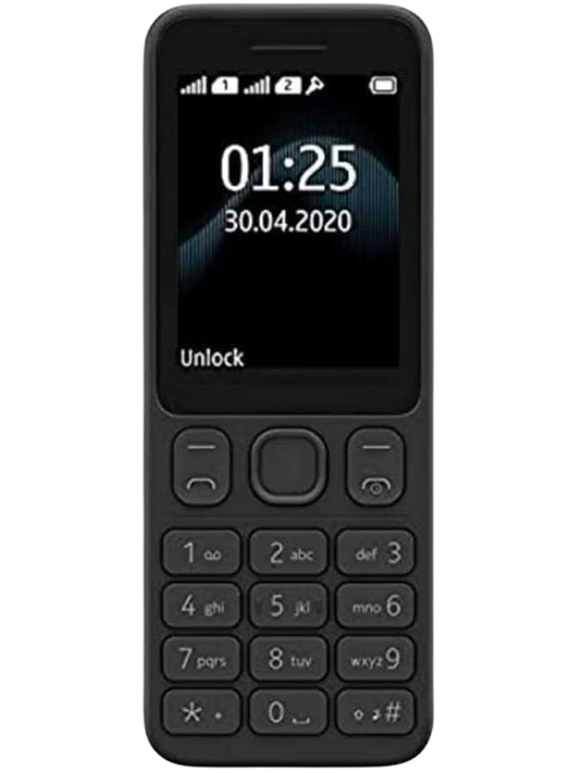 Nokia 125 Black 4G Keypad Phone – Front View