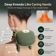 Electric Neck & Shoulder Massager with Heat- Kneading Massage Pillow for Back, Waist, Legs & Muscles
