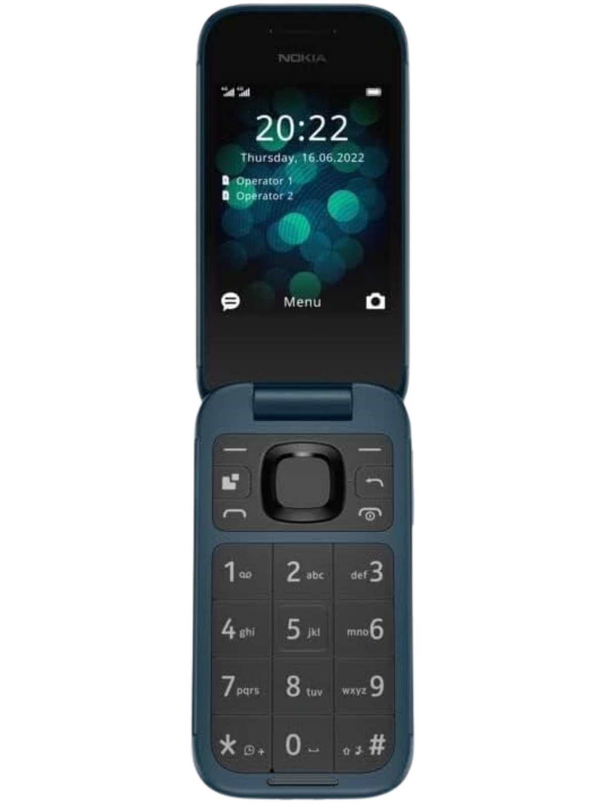 Nokia 2660 Flip Blue with open flip screen UAE
