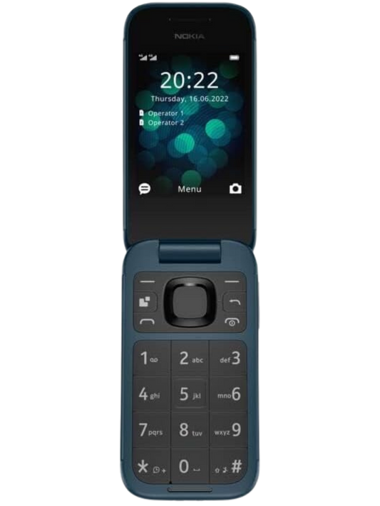 Nokia 2660 Flip Blue with open flip screen UAE